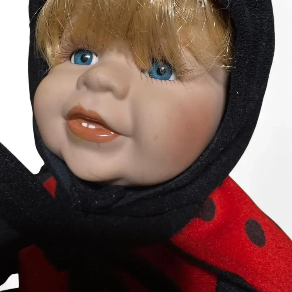 Porcelain Face Ladybug Doll Jointed Arms Whimsical Collector Cottagecore Fairy